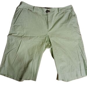 LRL Lauren Active Green Stripe Flat Front Bermuda Shorts Sz 10